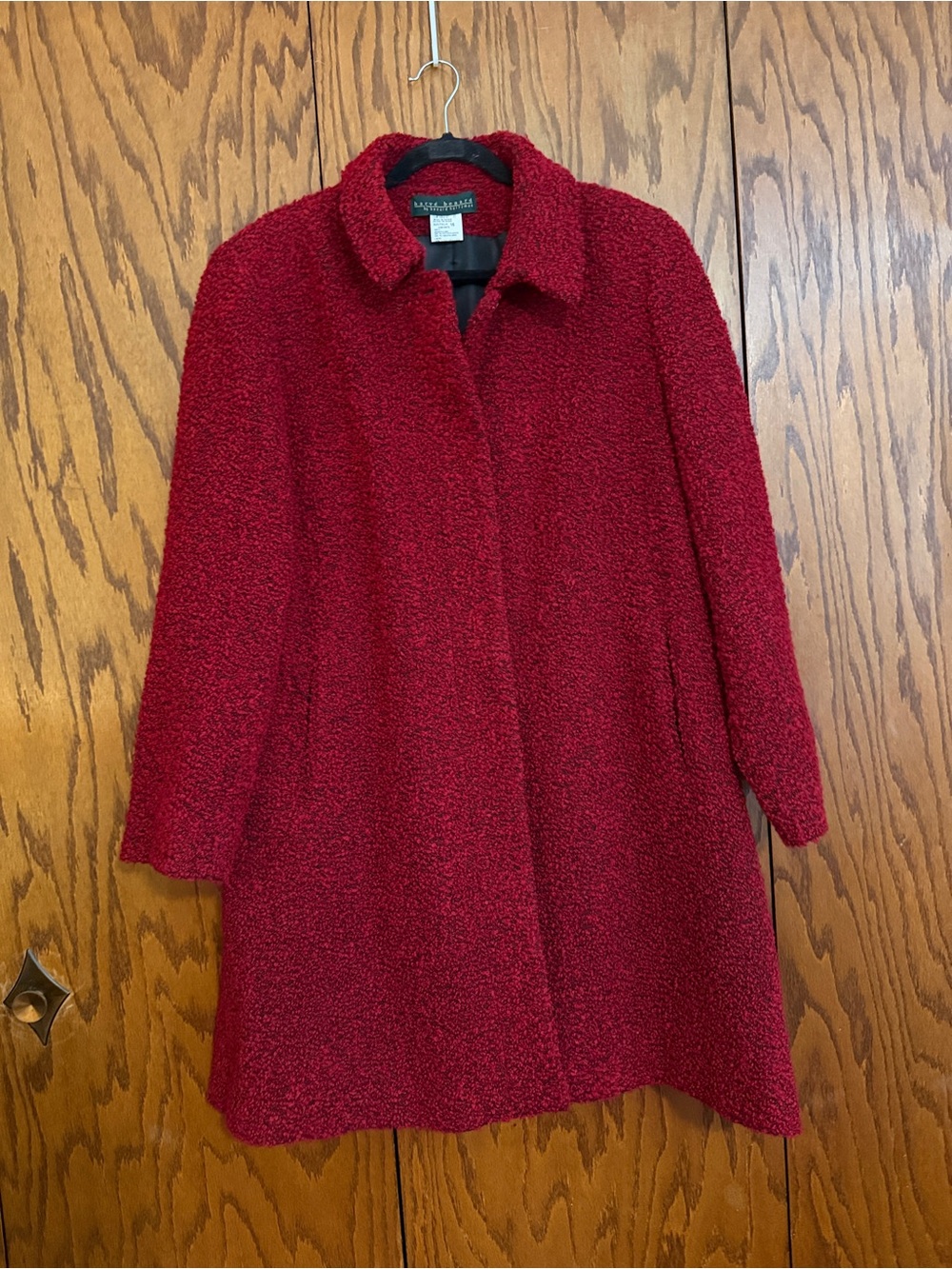 Harve Bernard Red Bouclé Wool Blend Swing Coat Jacket Size 16